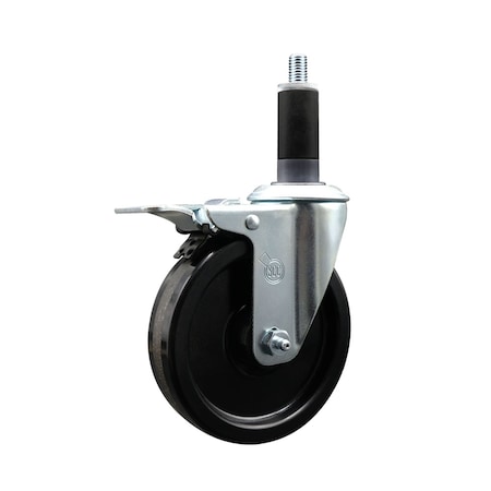 Service Caster 5'' SS Phenolic Swivel 1-1/8'' Expanding Stem Caster Total Lock Brake SCC-SSEXTTL20S514-PHS-118